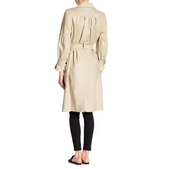 New Joie Alwena Trench Coat In KHAKI Size L Retail $398 - Picture 2 of 10
